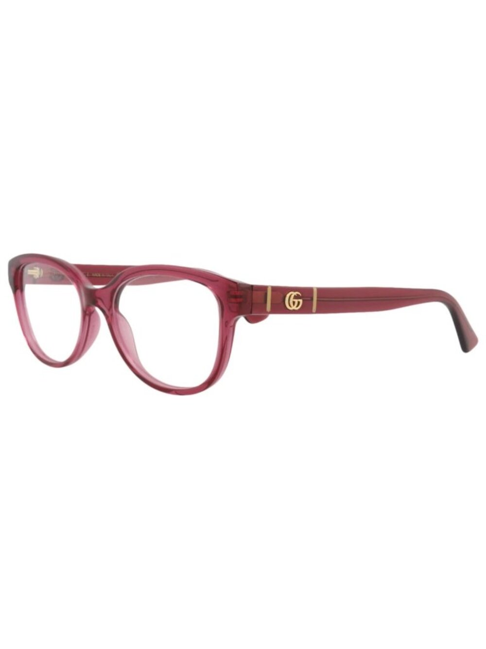 New Gucci Women's Eyeglasses Round Oval Injection Frame Burgundy Burgundy
